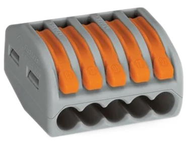 Classic-Verbindungsklemme WAGO, alle Leiterarten, 5 Klemmstellen, max 4mm²