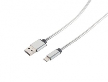 USB Lade-Sync Kabel A/ Type 3.1 C Steel Silber 1m