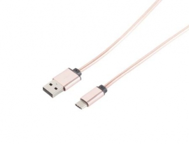 USB Lade-Sync Kabel A/ Type 3.1 C Steel Rose 1m