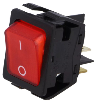 ROCKER; DPST; Pos: 2; ON-OFF; 16A/250VAC; 20A/28VDC; rot; 6050; 230V