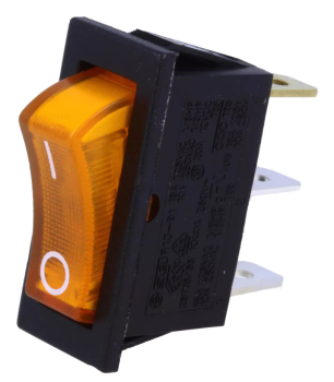 ROCKER; SPST; Pos: 2; ON-OFF; 10A/250VAC; gelb; Neonleuchte; 250V