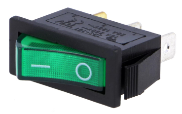 ROCKER; SPST; Pos: 2; ON-OFF; 15A/250VAC; grün; Neonleuchte; 35mΩ