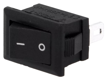ROCKER; SPST; Pos: 2; ON-OFF; 1A/250VAC; schwarz; Fehlen; 35mΩ