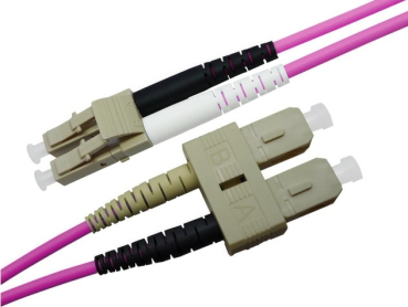 LWL Duplex Patchkabel, OM4, 50/125µ, LC/UPC-SC/UPC, Erikaviolett, 20 m