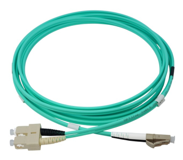 Preview: LWL Duplex Patchkabel, OM3, 50/125µ, LC/UPC-SC/UPC, Türkis, 3 m