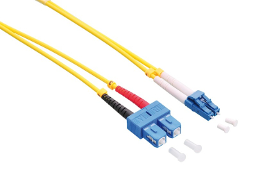 LWL Duplex Patchkabel, OS2, 9/125µ, LC/UPC-SC/UPC, Gelb, 1 m