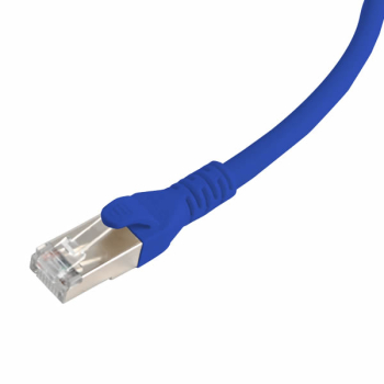 Kupfer, Patchkabel, RJ45, RJ45, Kategorie 6A, F/UTP, T568A/B, Litze, LSOH-1, blaues Kabel, blaue Manschette, 7 Meter, 26 AWG