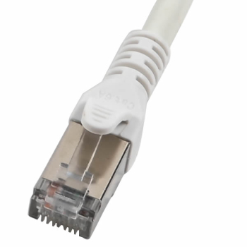 Kupfer, Patchkabel, RJ45, RJ45, Kategorie 6A, F/UTP, T568A/B, Litze, LSOH-1, weißes Kabel, weißer Stiefel, 4 Meter, 26 AWG