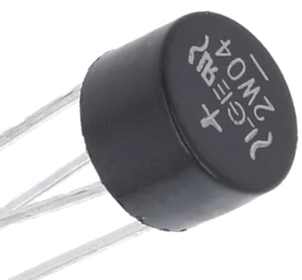 2W04, Brückengleichrichter: einphasig; Urmax: 400V; If: 2A; Ifsm: 50A