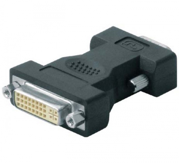 DVI/VGA Adapter, 24+5pol DVI-I Bu. / 15pol HD D-Sub St., schwarz