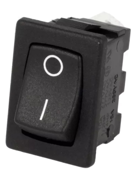 ROCKER; SPST; Pos: 2; ON-OFF; 10A/250VAC; 10A/28VDC; schwarz; Fehlen