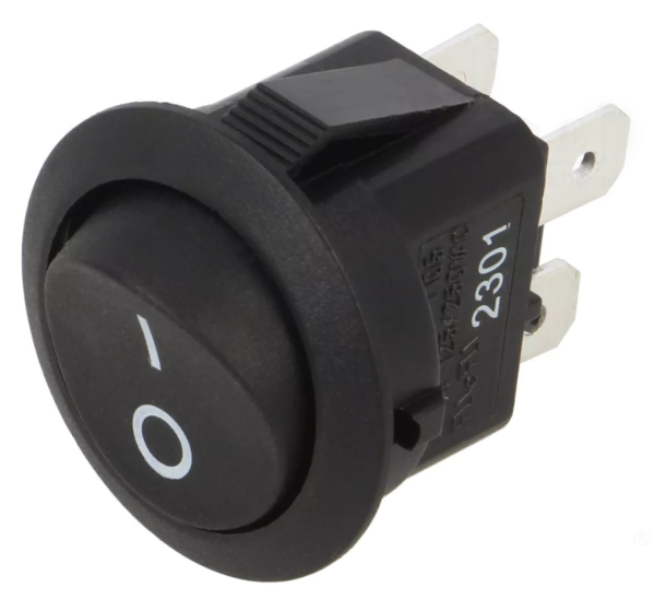 ROCKER; DPST; Pos: 2; ON-OFF; 10A/125VAC; schwarz; Fehlen; RR8