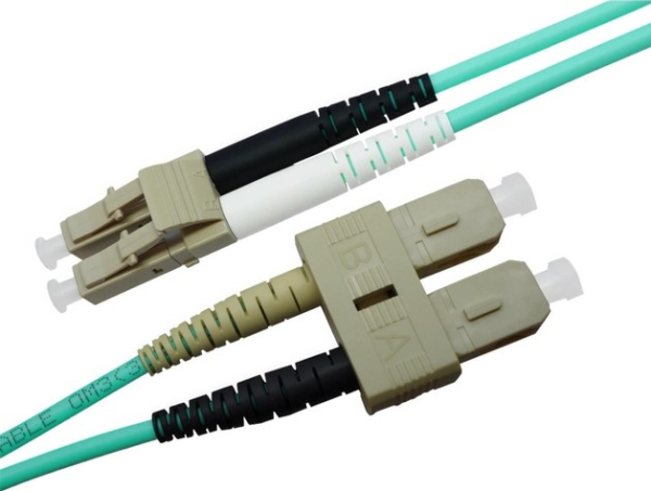LWL Duplex Patchkabel, OM3, 50/125µ, LC/UPC-SC/UPC, Türkis, 3 m